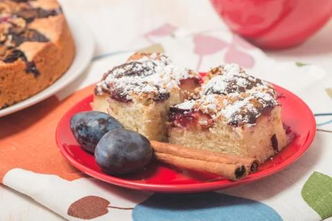 Portion of Plum Cake Stock Photos