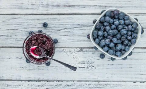 Portion of Preserved Blueberries Stock Photos