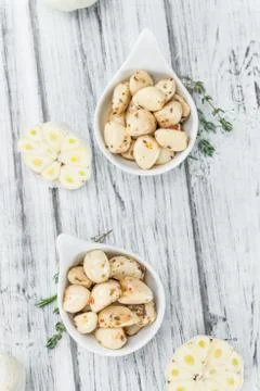 Portion of Preserved Garlic Stock Photos