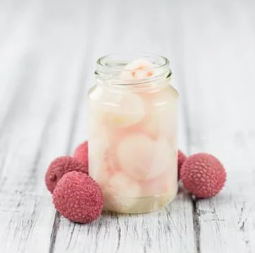 Portion of Preserved Lychees Stock Photos