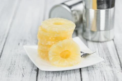 Portion of Preserved Pineapple Rings Stock Photos