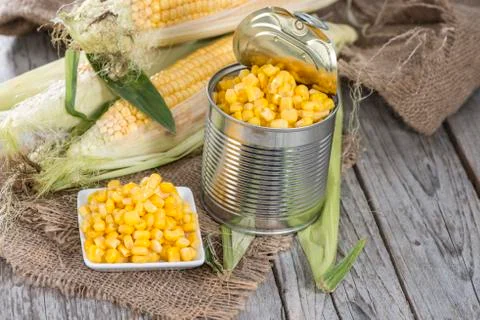 Portion of preserved sweetcorn Stock Photos
