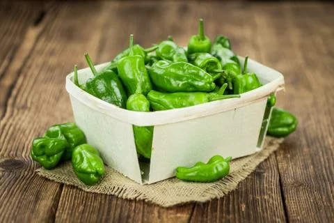 Portion of Raw Pimientos Stock Photos