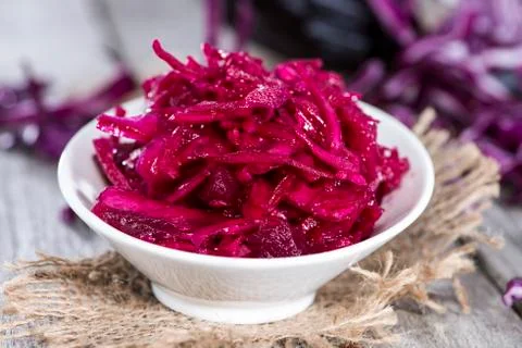 Portion of red coleslaw Stock Photos