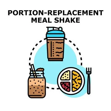 Portion replacement meal shake healthy eating concept Stock Illustration