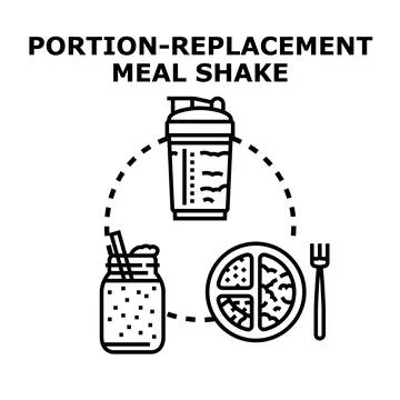 Portion replacement meal shake healthy eating concept Stock Illustration