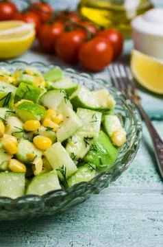 Portion salad with raw vegetables Stock Photos