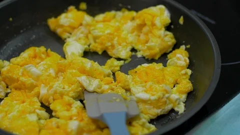 Portion of Scrambled Eggs Stock Footage 103306942