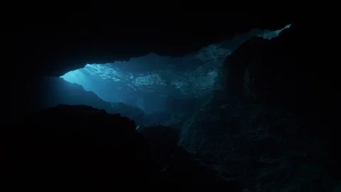 Portion of the sea nestled between rocks, Ustica, Sicily, Mediterranean sea Stock Footage 125103369