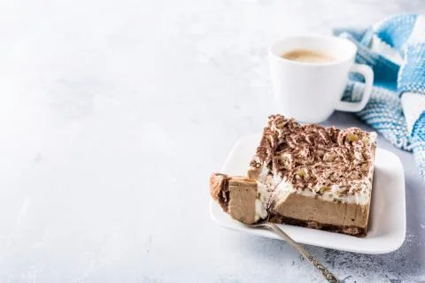 Portion of semifreddo cake Stock Photos