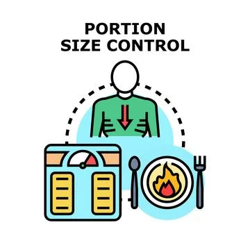 Portion size control, diet, and calorie management concept Stock Illustration