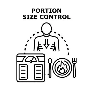 Portion size control, diet, and calorie management concept Stock Illustration