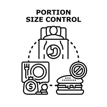 Portion size control for healthy eating and diet management Stock Illustration