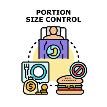 Portion size control for healthy eating and diet management Stock Illustration
