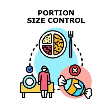 Portion size control for healthy eating concept Stock Illustration