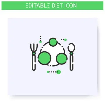 Portion size plate line icon.Editable illustration Illustrazione stock