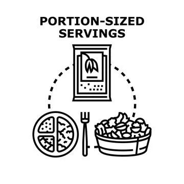 Portion sized servings concept for healthy eating Stock Illustration