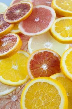 Portion of sliced citrus Stock Photos