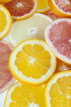 Portion of sliced citrus Stock Photos