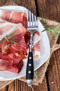 Portion of sliced ham Stock Photos
