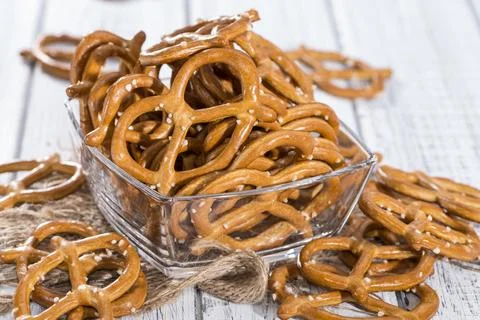 Portion of small Pretzels (typical German snack) Stock Photos