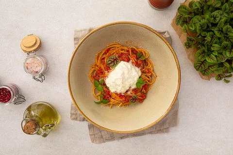 Portion of spaghetti pasta with cheese Stock Photos