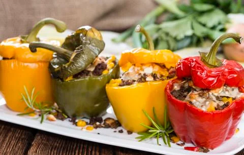 Portion of stuffed peppers Stock Photos