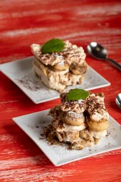 Portion of tiramisu Stock Photos