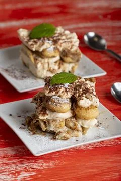 Portion of tiramisu Stock Photos