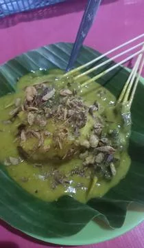 A portion of typical Padang satay, which is satay made from beef Stock Photos
