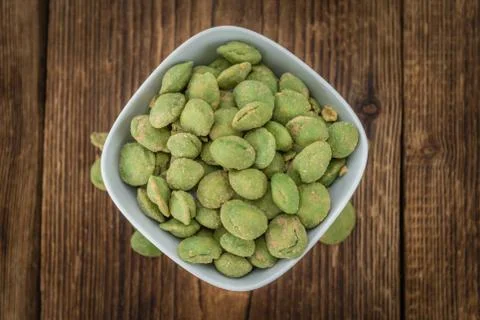 Portion of Wasabi Peanuts Stock Photos