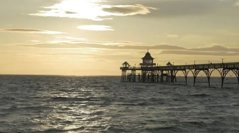 Portishead pier at sunset Vídeo Stock 52079711