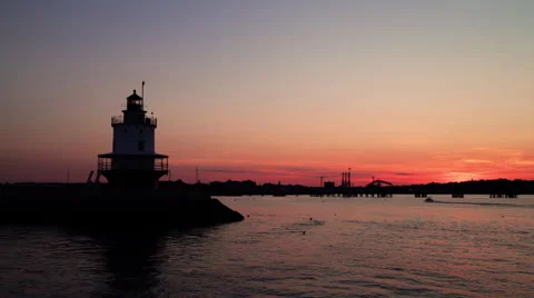 Portland Bug Light at Sunset Stock Footage 66302097