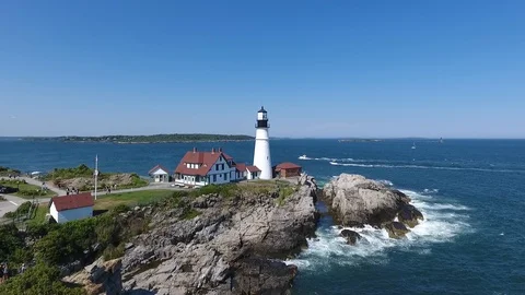 Portland Head Light Aerial Stock Footage 94242995