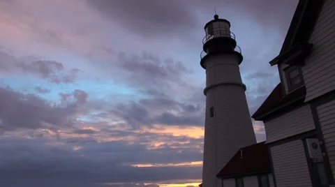 Portland Head lighthouse at dusk Video stock 34281401