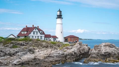 Portland Head Lighthouse Timelapse Stock Footage 345456051