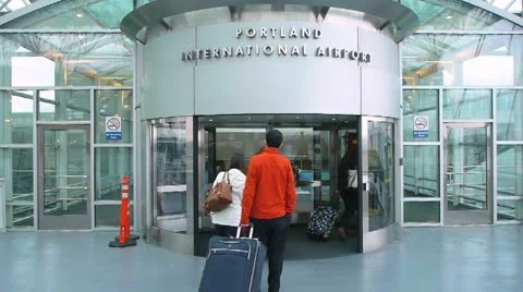 Portland International Airport Entrance Stock Footage
