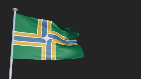 Portland Oregon - Loopable 3D flag animation with Alpha Channel and Transpare Stock-Footage 91051718