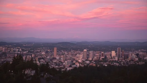 Portland Oregon Sunset Timelapse 4K Stock Footage