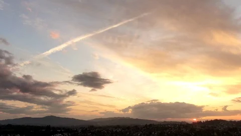 Portland Sunset Hyperlapse Western View flying with East Wind Stock Footage