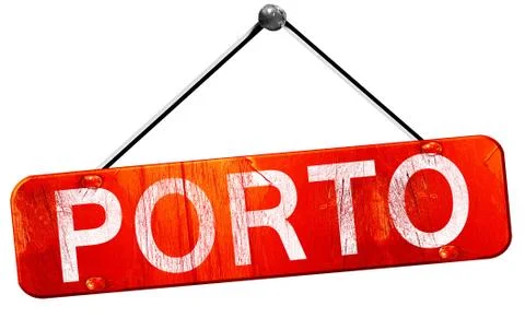 Porto, 3D rendering, a red hanging sign Ilustração Stock