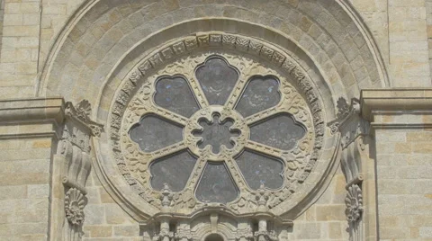 The Porto Cathedral rose window Stock Footage 52290858