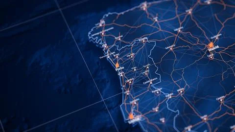 Porto map big data visualization. Futuristic map infographic of city in Portugal 库存插图