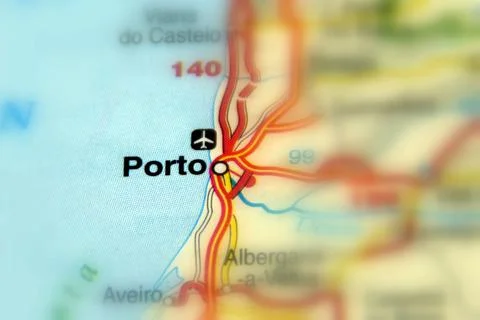 Porto on map Stock Photos