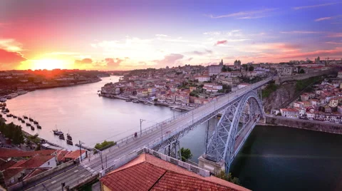Porto, Portugal City Skyline Stock Footage