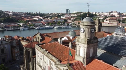 Porto, Portugal- Palácio do Comércio Aerial Stock Footage 172391815