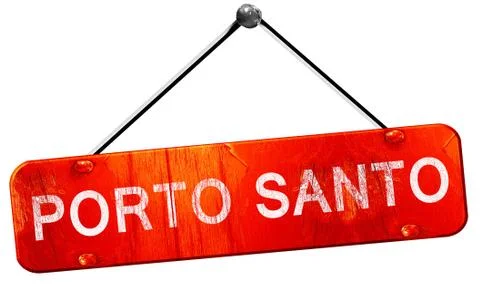 Porto santo, 3D rendering, a red hanging sign Ilustração Stock