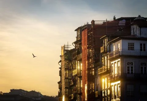 Porto Under Construction at Sunset Stock Photos