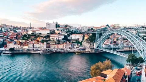 Porto view from Vila Nova de Gaia, Portugal Stock Photos