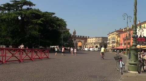 Portoni della Bra, medieval gate in Verona Stock Footage 67623392
